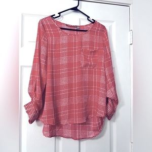 Coral colored plaid tunic. Med.‎